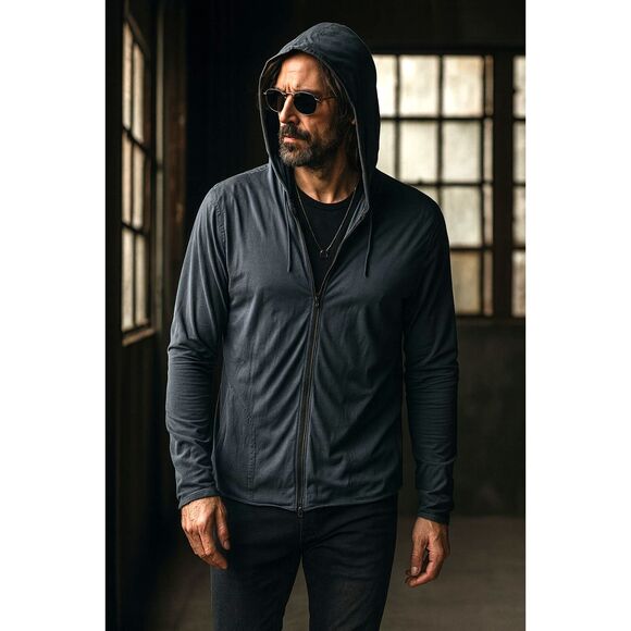 John Varvatos Star USA Gray Full Zip Hoodie Top  Mens Size XXL - Picture 1 of 11
